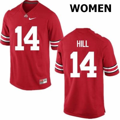 Women's Ohio State Buckeyes #14 KJ Hill Red Nike NCAA College Football Jersey Lifestyle ATL6844RR